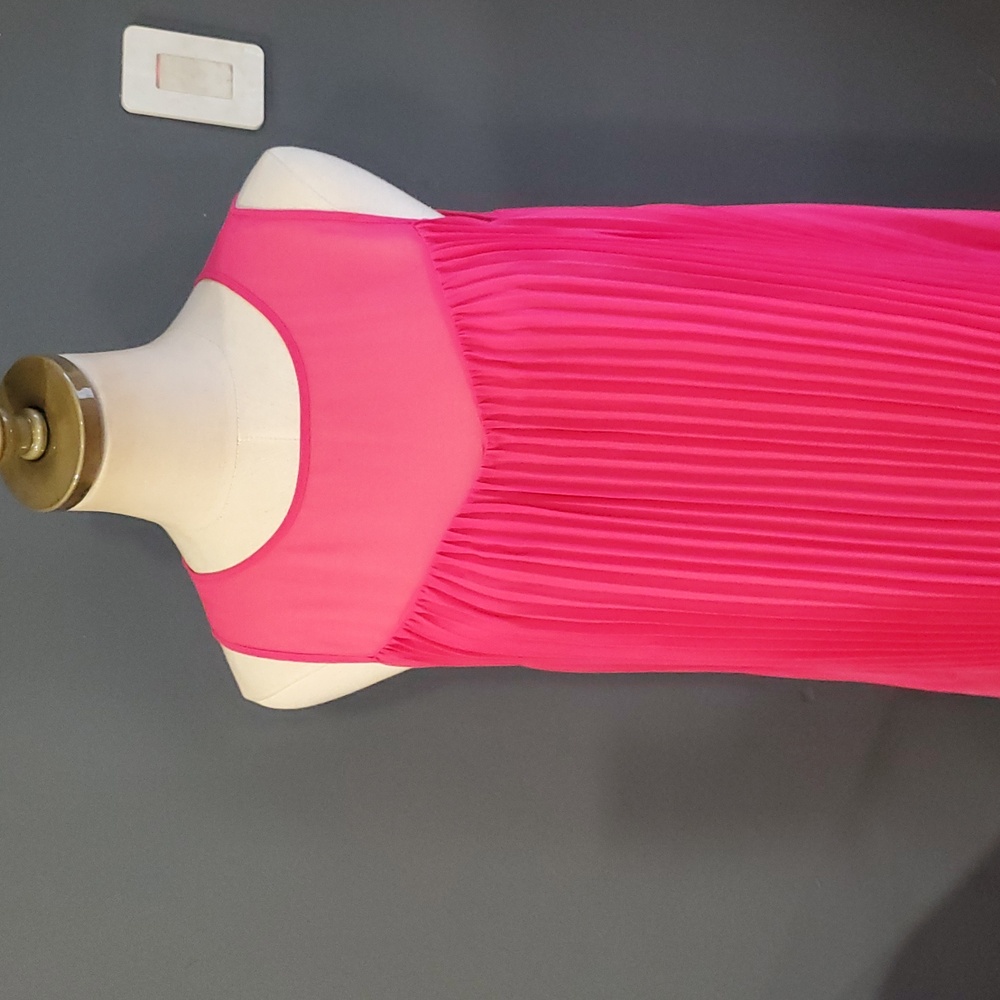 Maeve Anthropologie Leagally Blond Vibrant barbie Pink swing Sleeveless Dress - Picture 3 of 16